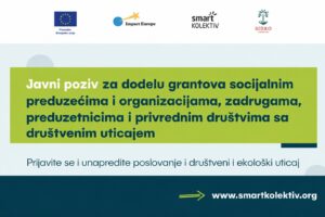 Javni poziv za dodelu grantova socijalnim preduzećima i organizacijama, zadrugama, preduzetnicima i privrednim društvima sa pozitivnim društvenim uticajem