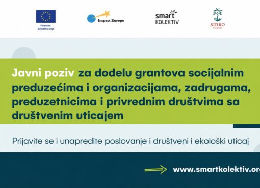 Javni poziv za dodelu grantova socijalnim preduzećima i organizacijama, zadrugama, preduzetnicima i privrednim društvima sa pozitivnim društvenim uticajem